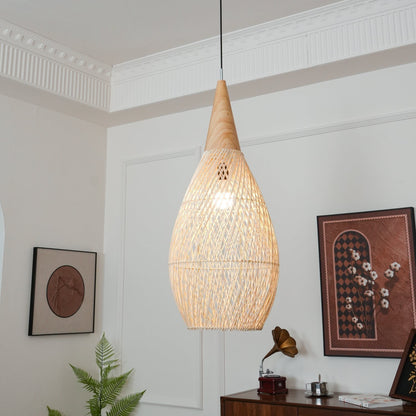 Cozy Living Room Ambience Braided Rattan Pendant Lamp