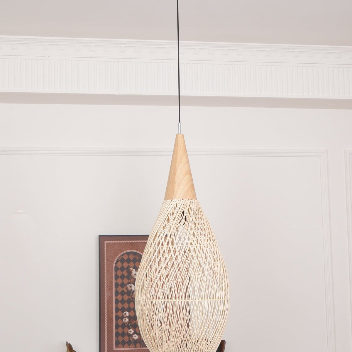 Cozy Living Room Ambience Braided Rattan Pendant Lamp