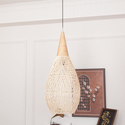 Cozy Living Room Ambience Braided Rattan Pendant Lamp
