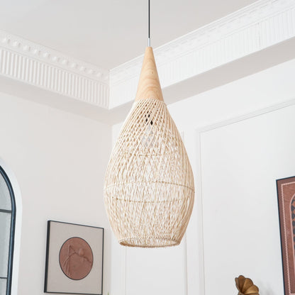 Cozy Living Room Ambience Braided Rattan Pendant Lamp