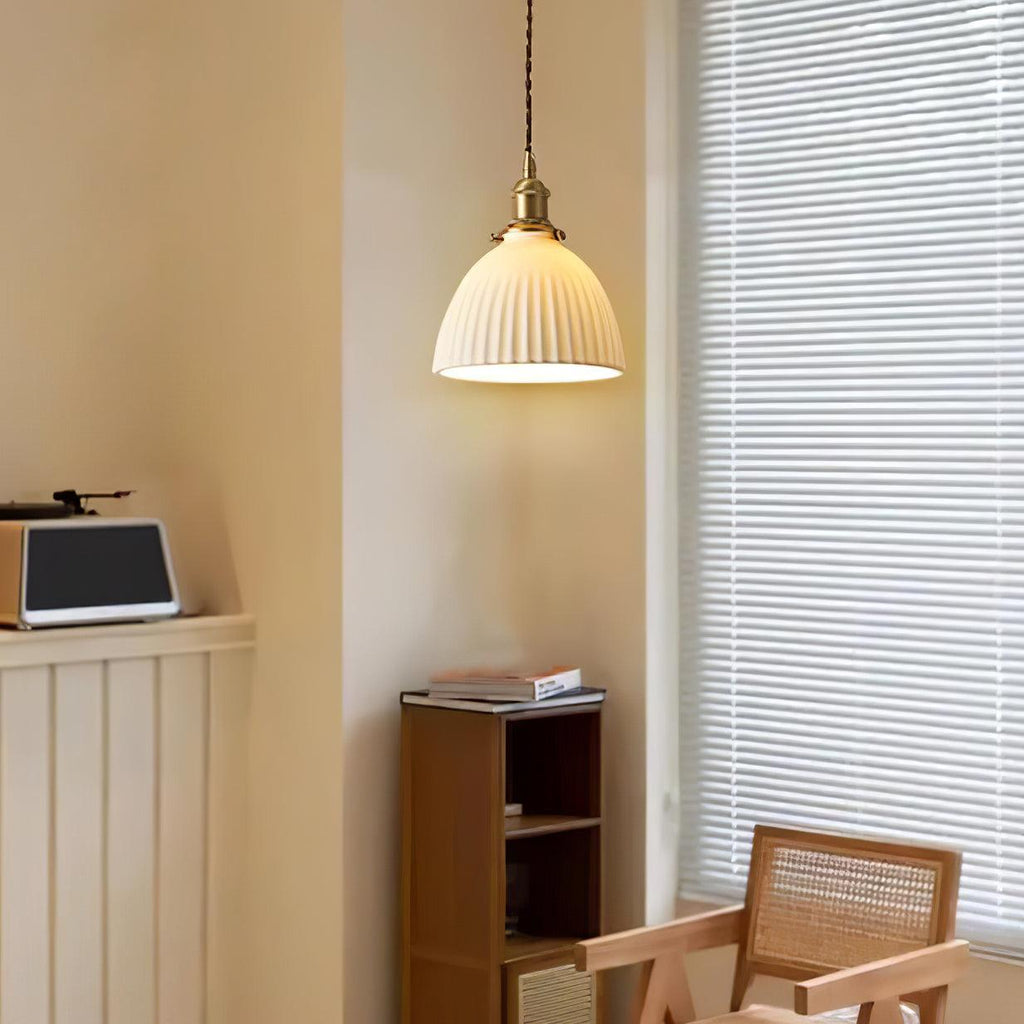 Glass Vintage Pendant Light For Soft Glow With Ceramic Shade