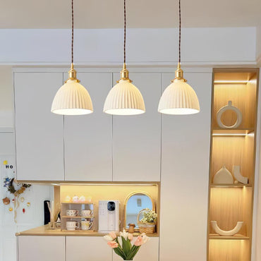 Glass Vintage Pendant Light For Soft Glow With Ceramic Shade