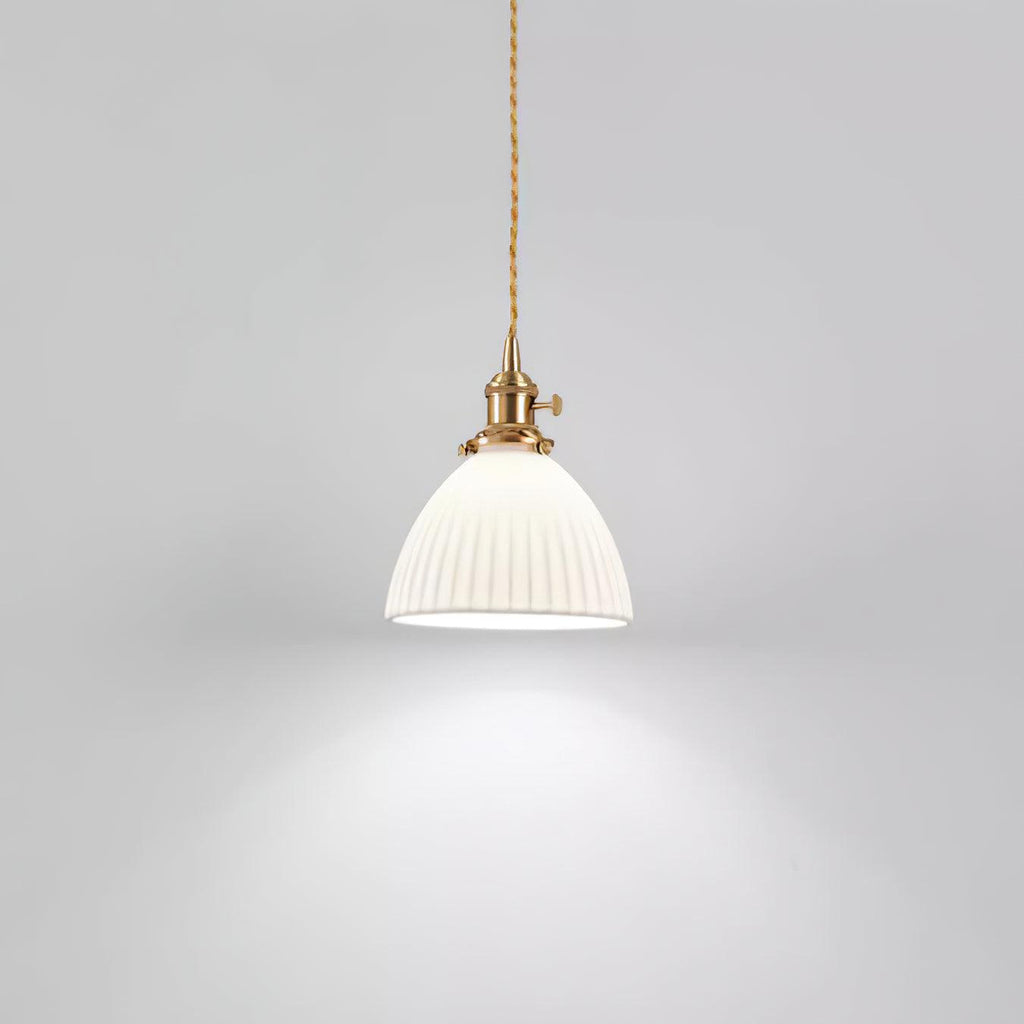 Glass Vintage Pendant Light For Soft Glow With Ceramic Shade
