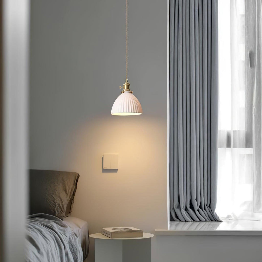 Glass Vintage Pendant Light For Soft Glow With Ceramic Shade