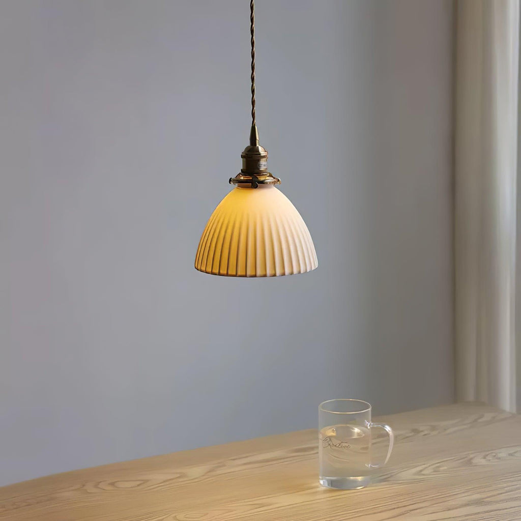 Glass Vintage Pendant Light For Soft Glow With Ceramic Shade
