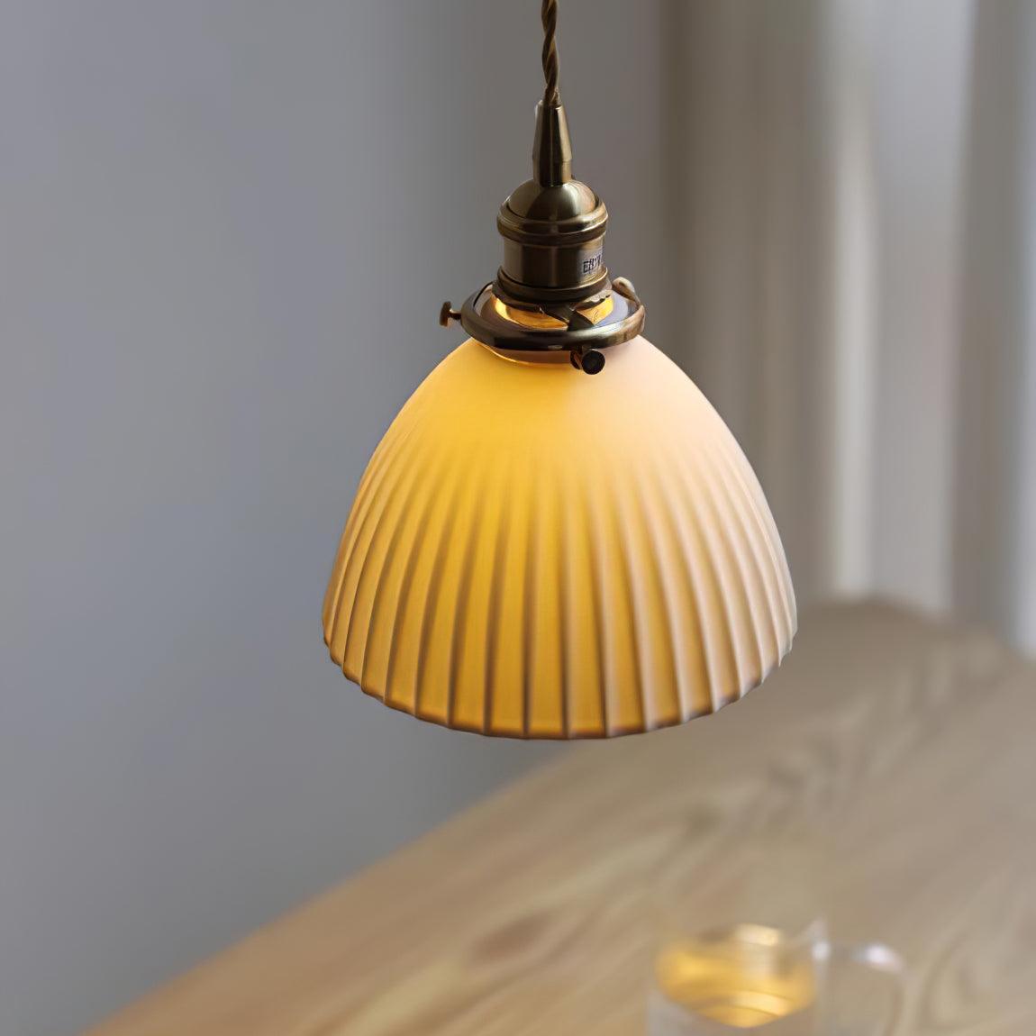 Glass Vintage Pendant Light For Soft Glow With Ceramic Shade