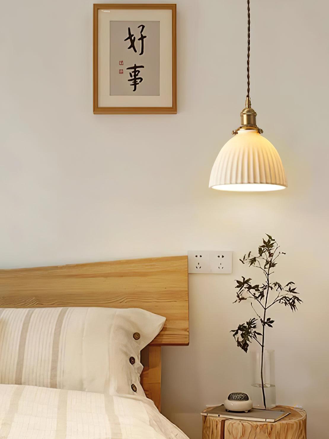 Glass Vintage Pendant Light For Soft Glow With Ceramic Shade