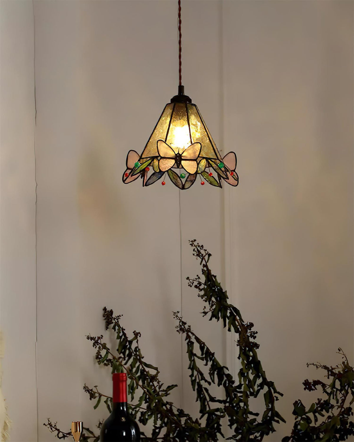 Soft Warm Glow Stained Glass Pendant Light