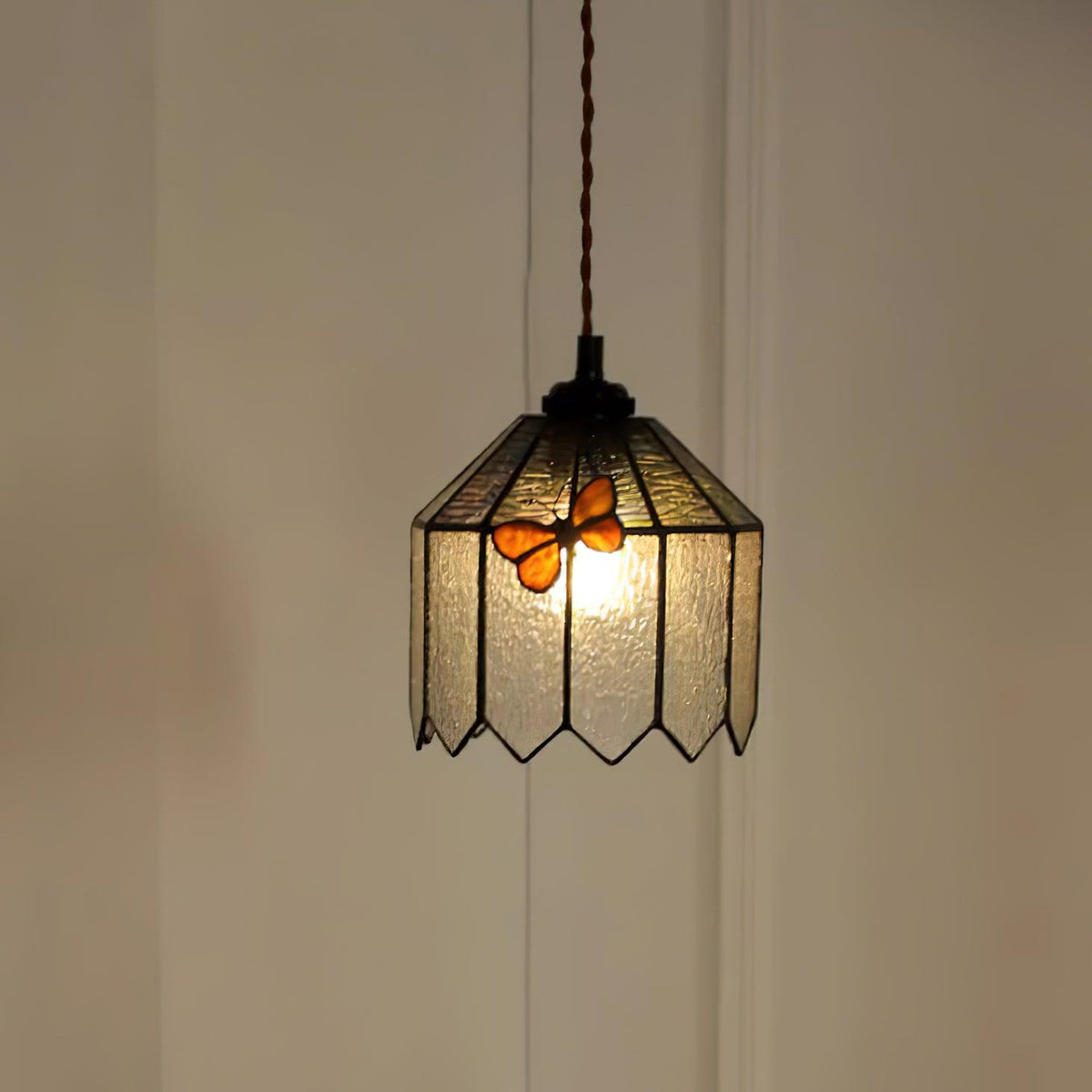 Soft Warm Glow Stained Glass Pendant Light