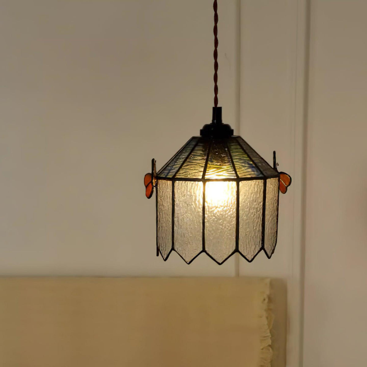 Soft Warm Glow Stained Glass Pendant Light