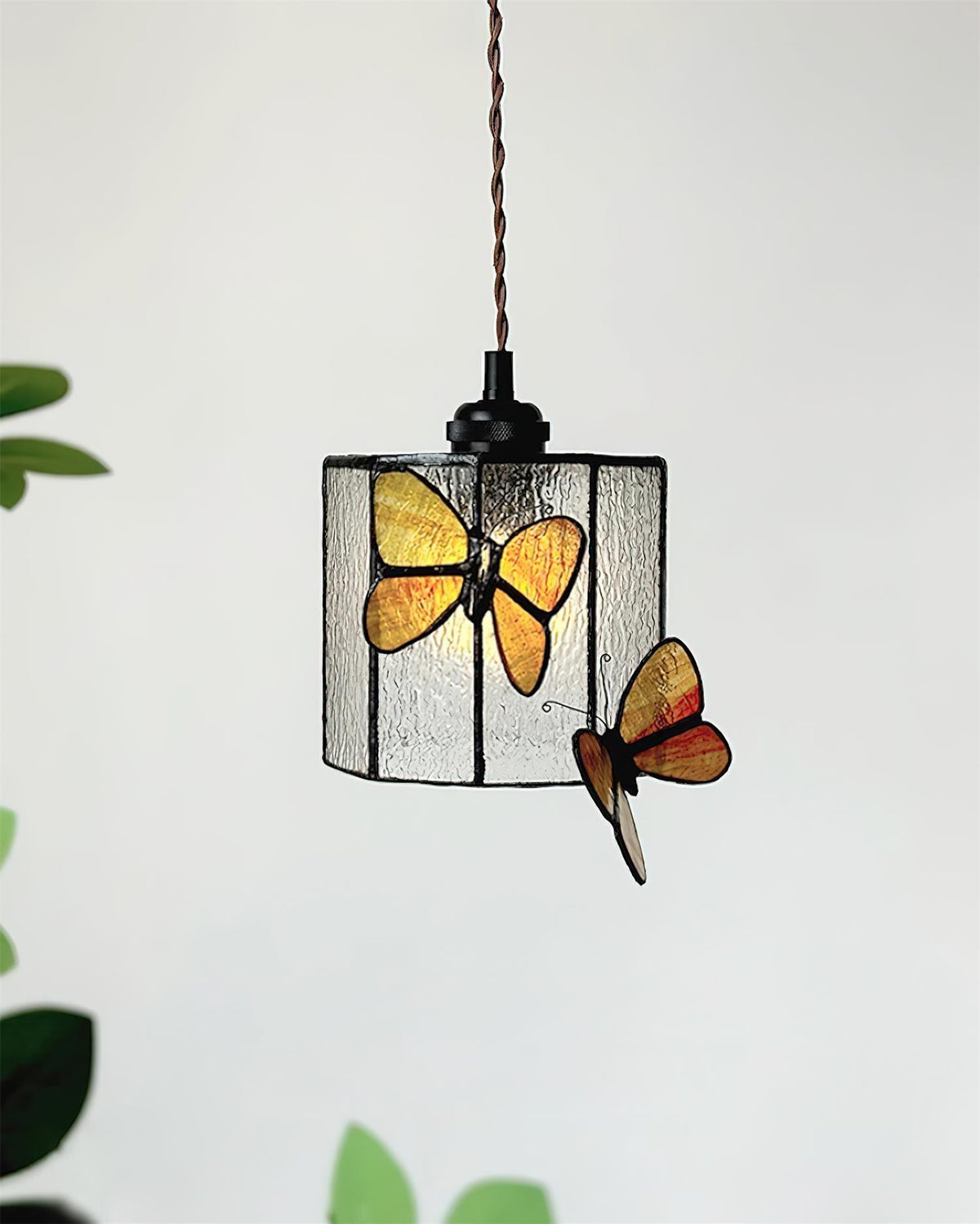 Soft Warm Glow Stained Glass Pendant Light