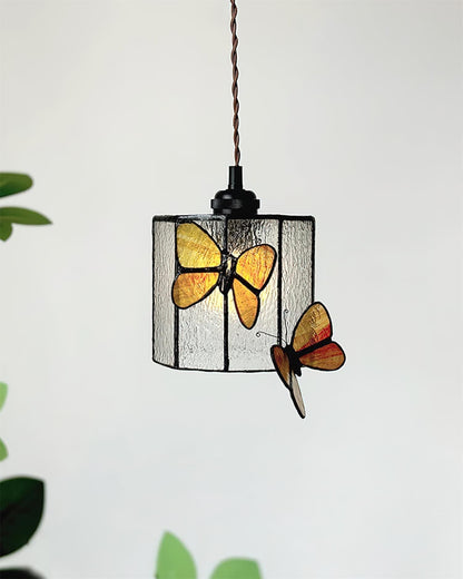 Soft Warm Glow Stained Glass Pendant Light