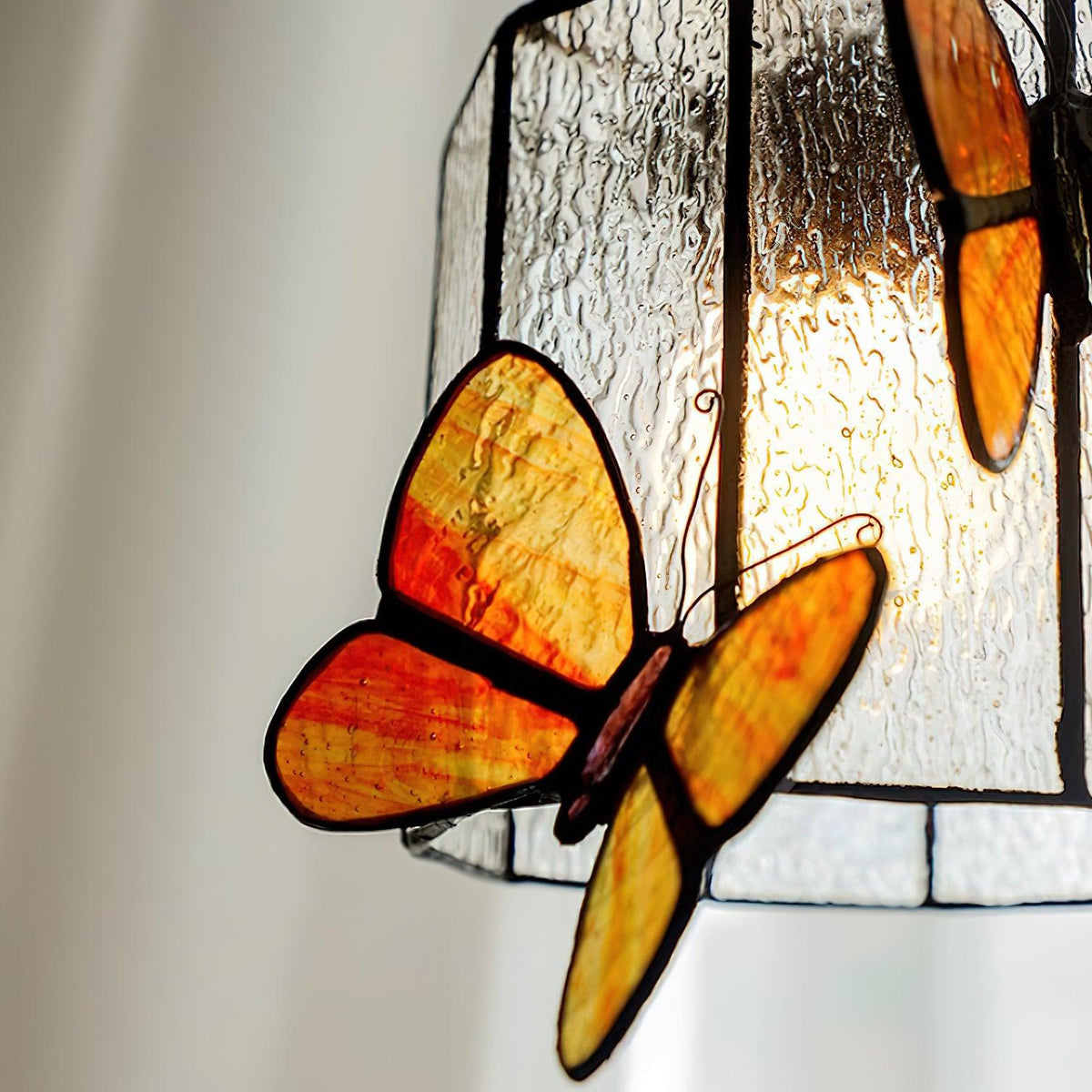 Soft Warm Glow Stained Glass Pendant Light