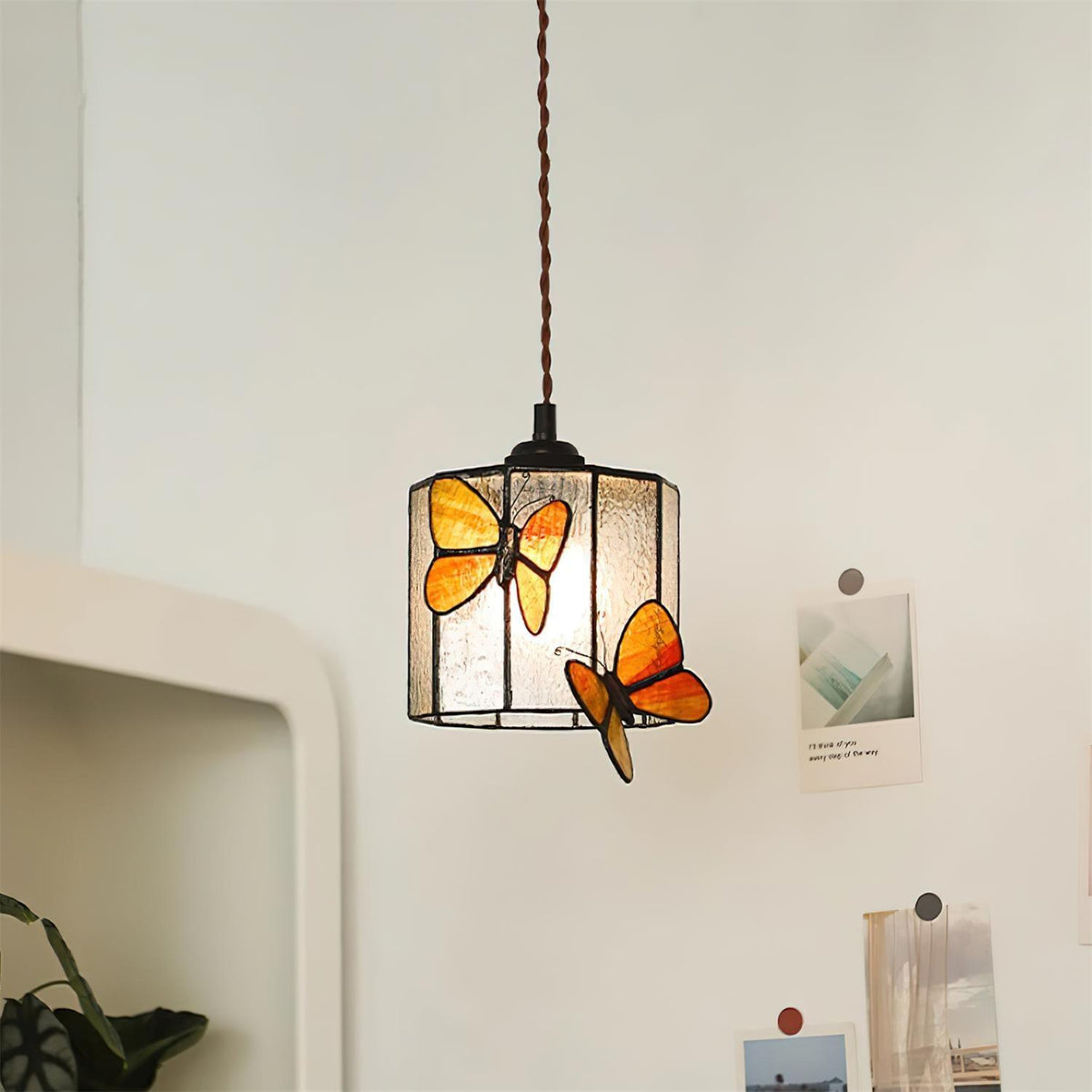 Soft Warm Glow Stained Glass Pendant Light