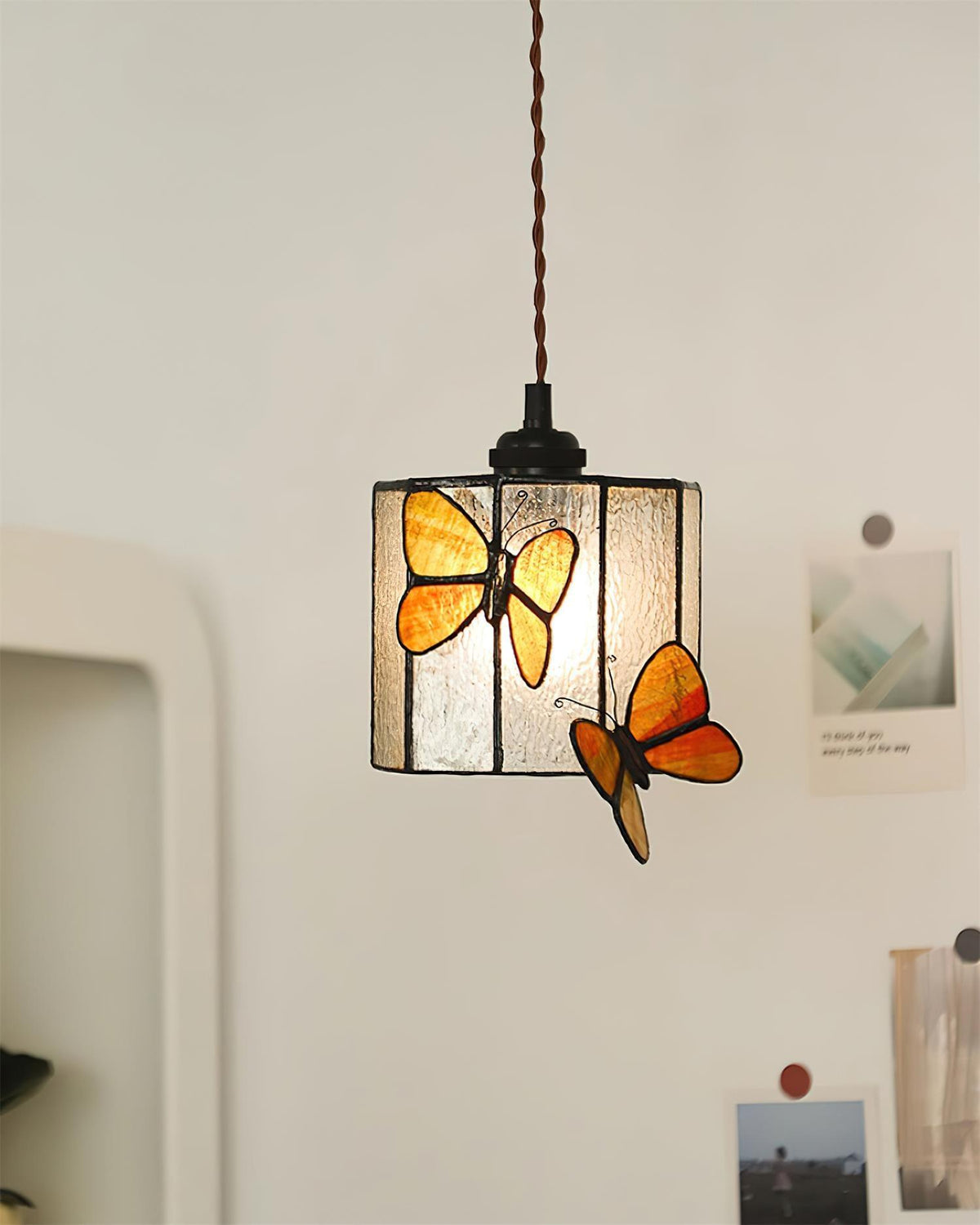Soft Warm Glow Stained Glass Pendant Light
