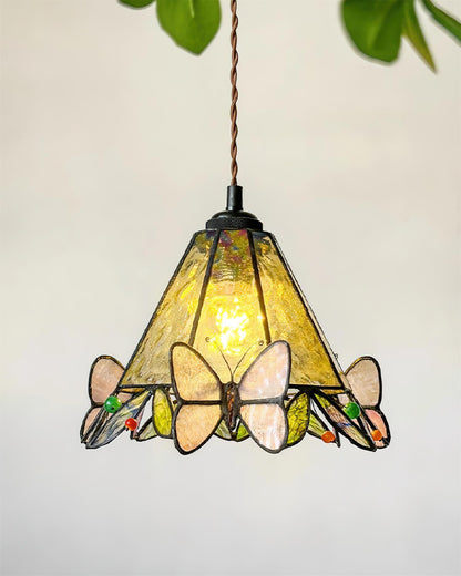 Soft Warm Glow Stained Glass Pendant Light