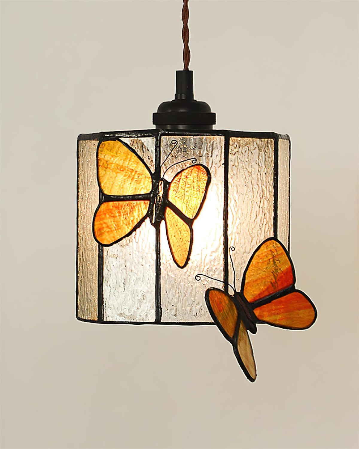 Soft Warm Glow Stained Glass Pendant Light