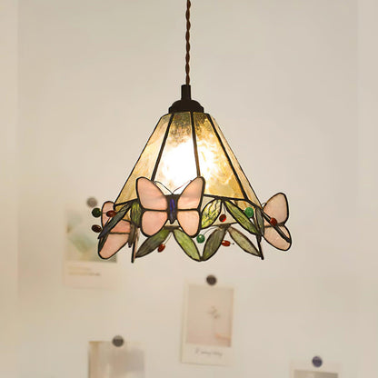 Soft Warm Glow Stained Glass Pendant Light