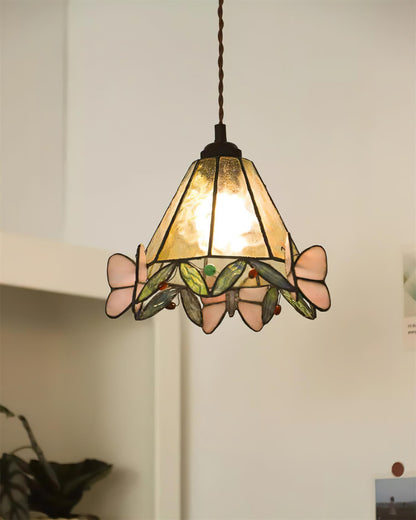 Soft Warm Glow Stained Glass Pendant Light