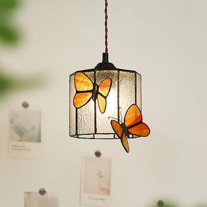 Soft Warm Glow Stained Glass Pendant Light