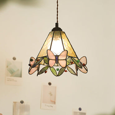 Soft Warm Glow Stained Glass Pendant Light