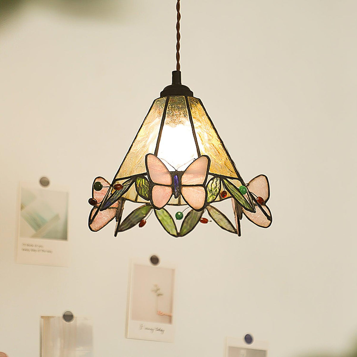 Soft Warm Glow Stained Glass Pendant Light