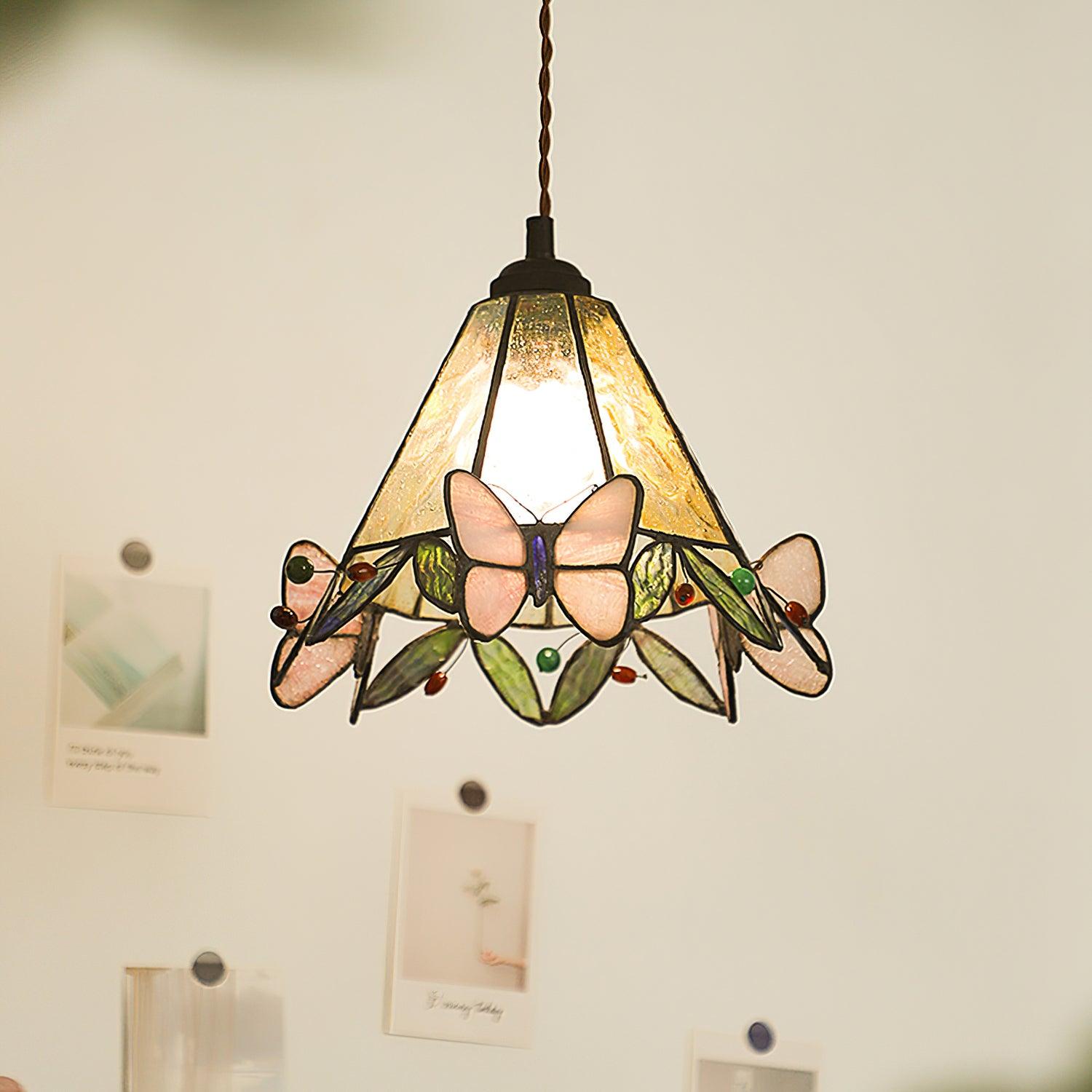 Soft Warm Glow Stained Glass Pendant Light