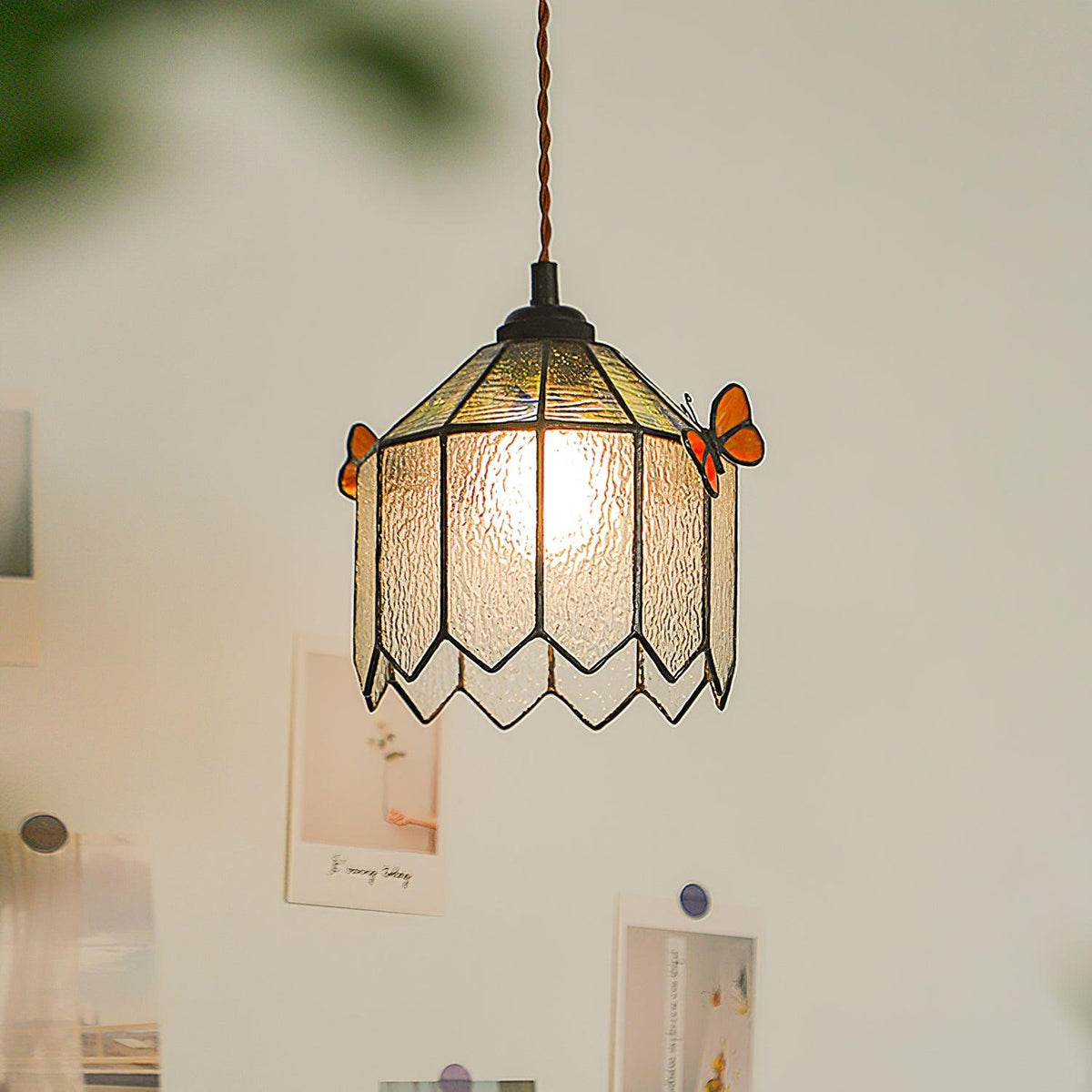 Soft Warm Glow Stained Glass Pendant Light