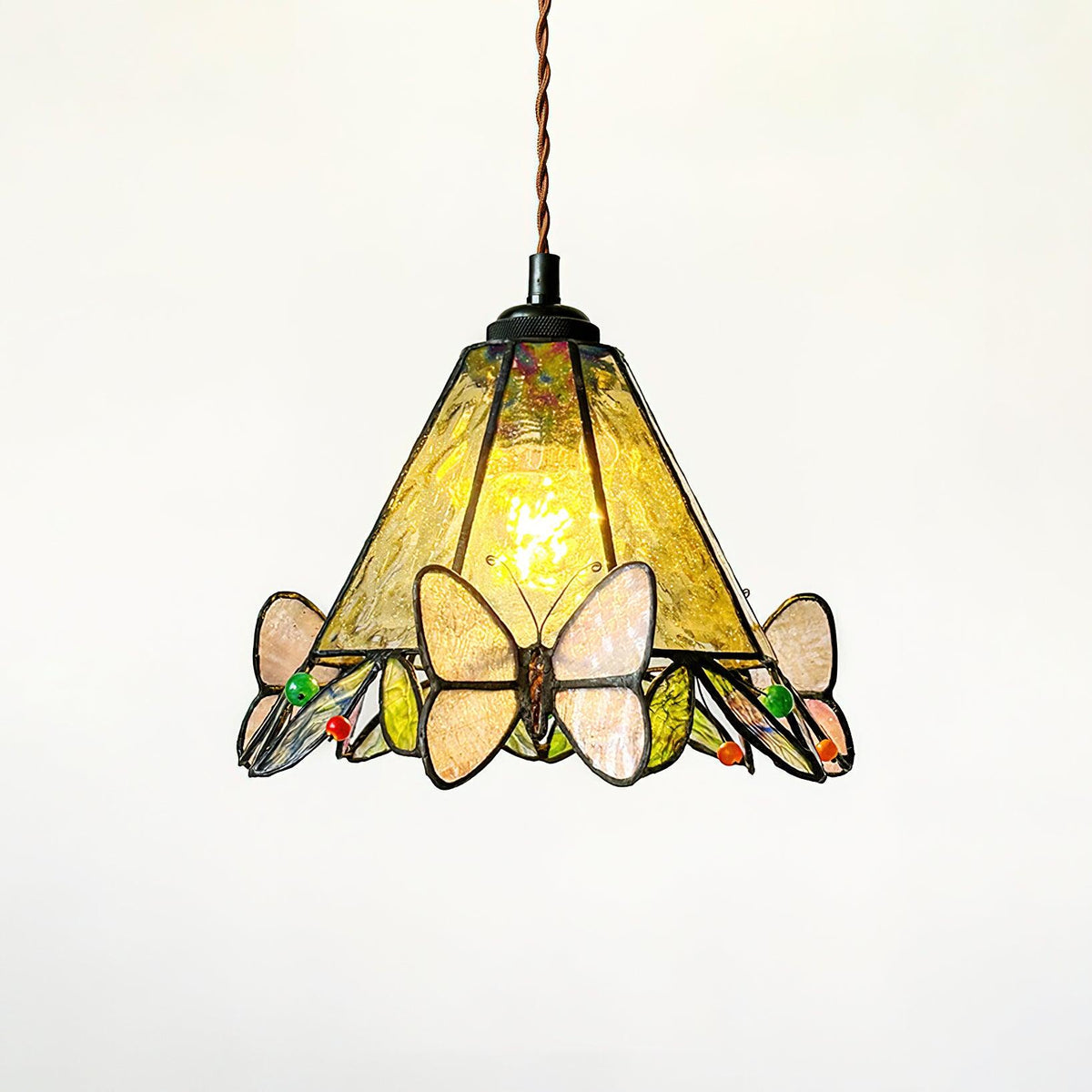Soft Warm Glow Stained Glass Pendant Light