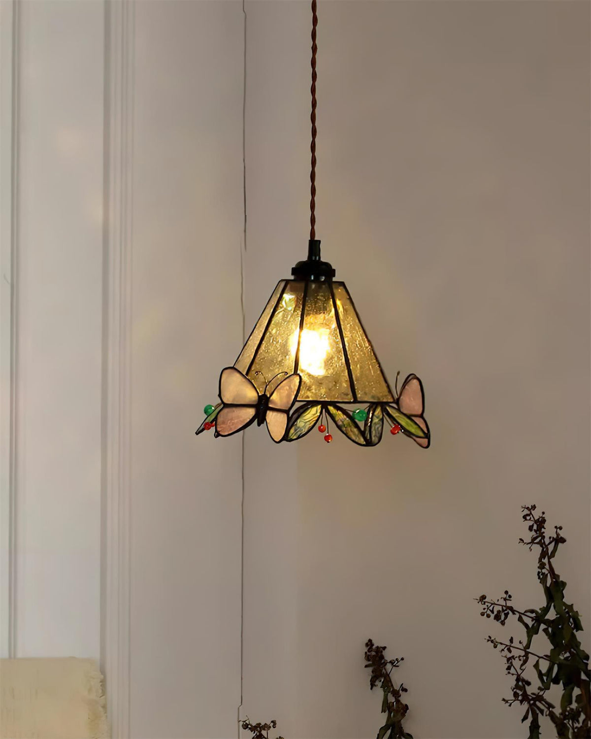 Soft Warm Glow Stained Glass Pendant Light
