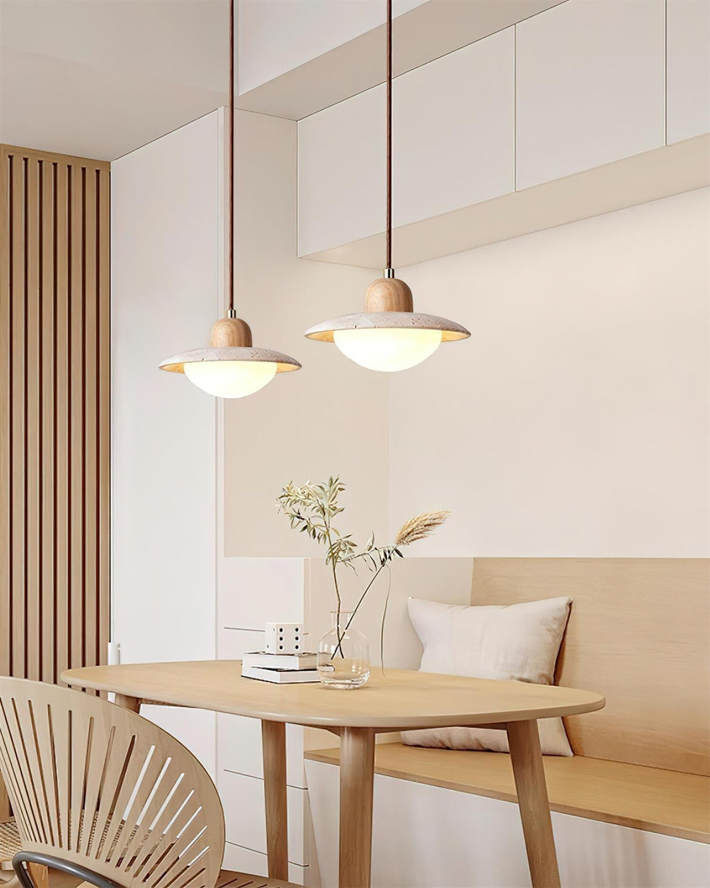 Integrated LED Travertine Pendant Light