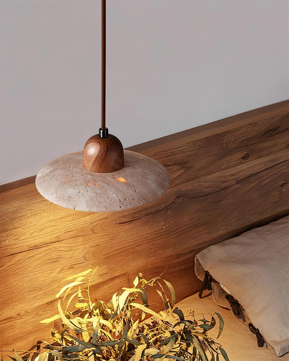 Integrated LED Travertine Pendant Light