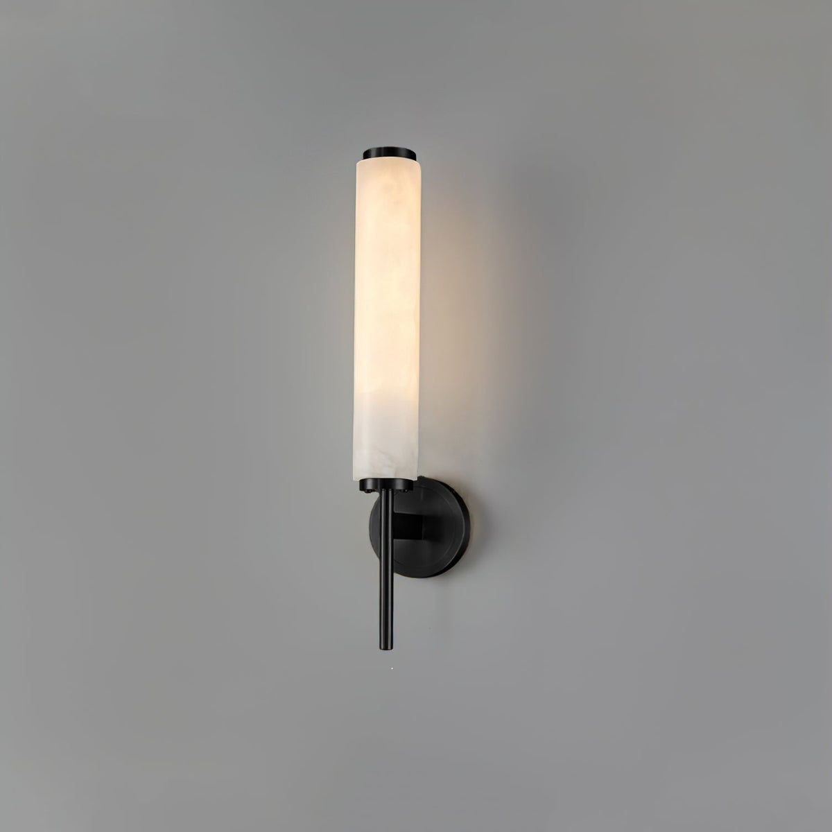 Alabaster Art Deco Wall Light Featuring Tall Opaque Glass Shade