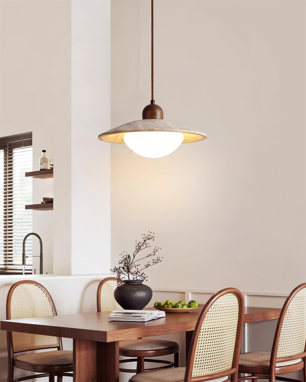 Minimalist Design Travertine Glass Pendant Lamp