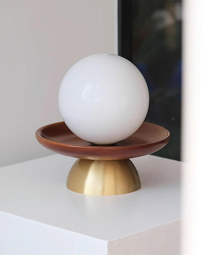 Flush Mount G9 Socket Brass And Walnut Opal Glass Globe Ceiling Light