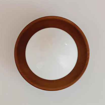 Flush Mount G9 Socket Brass And Walnut Opal Glass Globe Ceiling Light