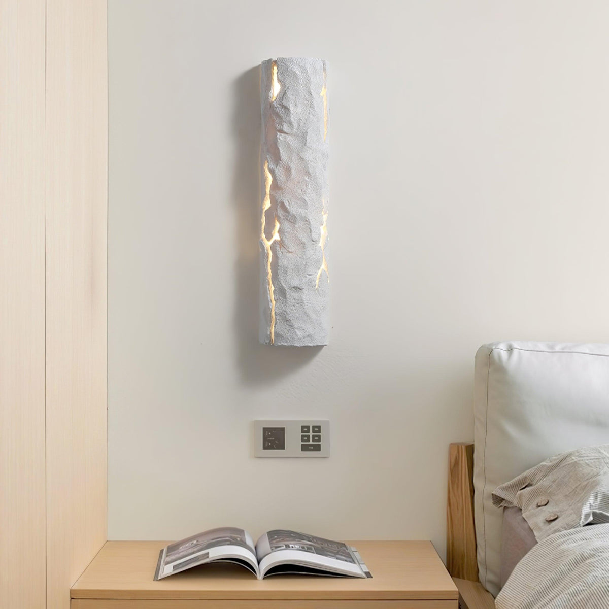 Textured Bark White Wall Light