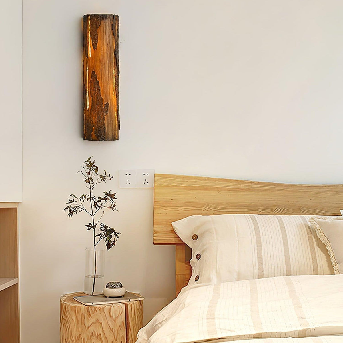 Textured Bark White Wall Light