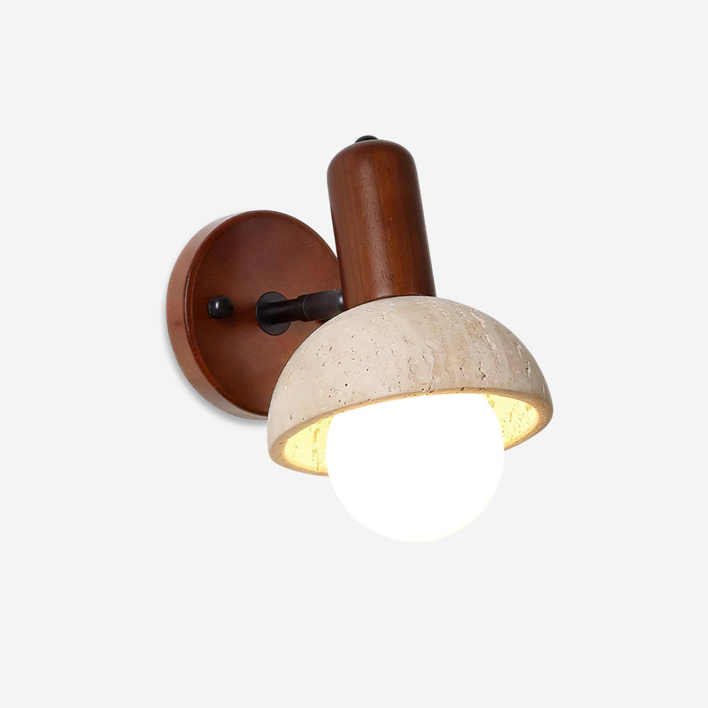 Glass Shade With Dimmable Travertine Wall Light