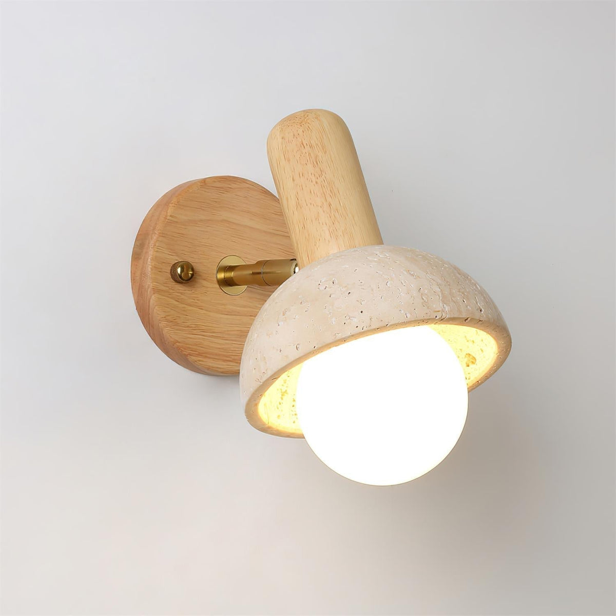 Glass Shade With Dimmable Travertine Wall Light