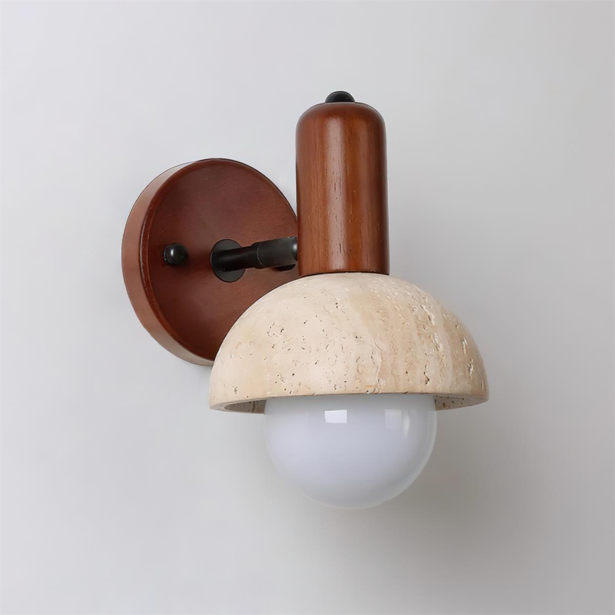 Glass Shade With Dimmable Travertine Wall Light