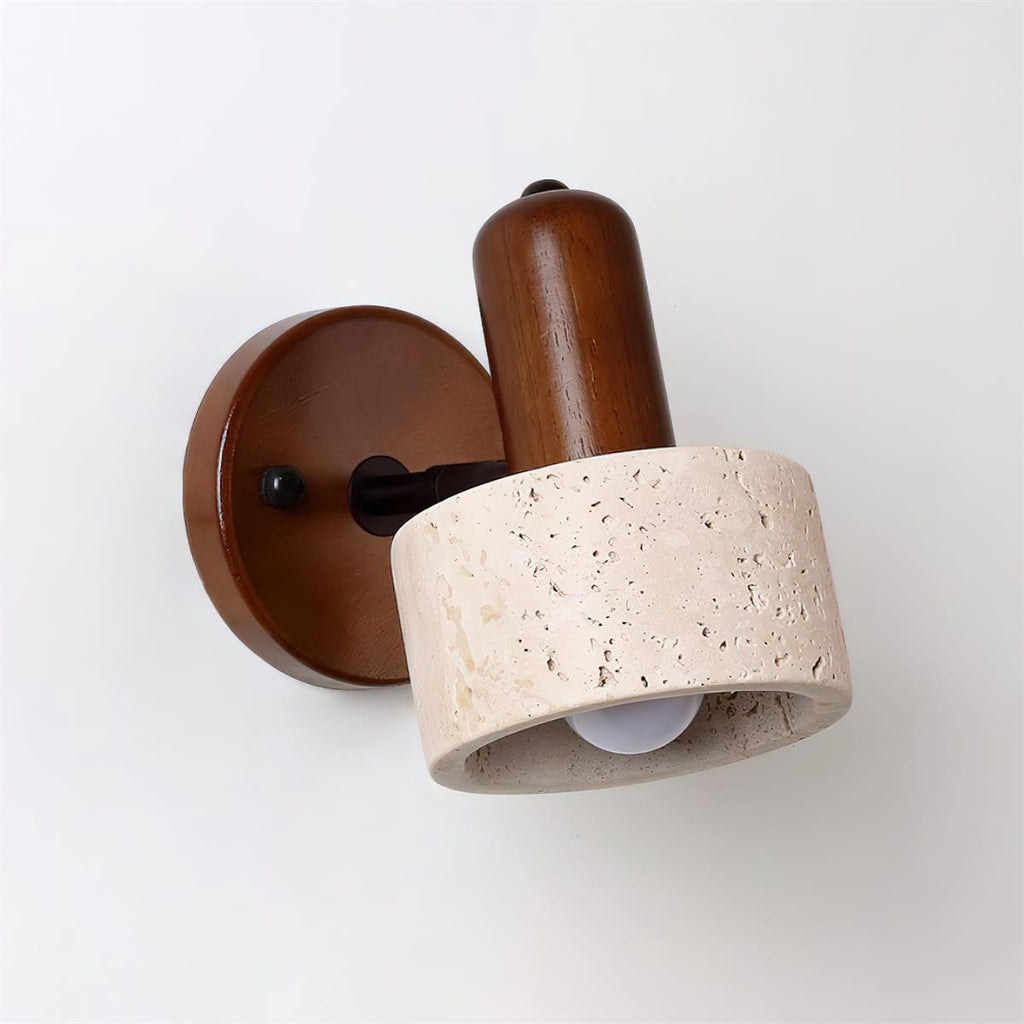 Glass Shade With Dimmable Travertine Wall Light