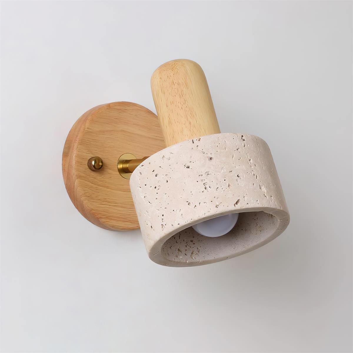Glass Shade With Dimmable Travertine Wall Light