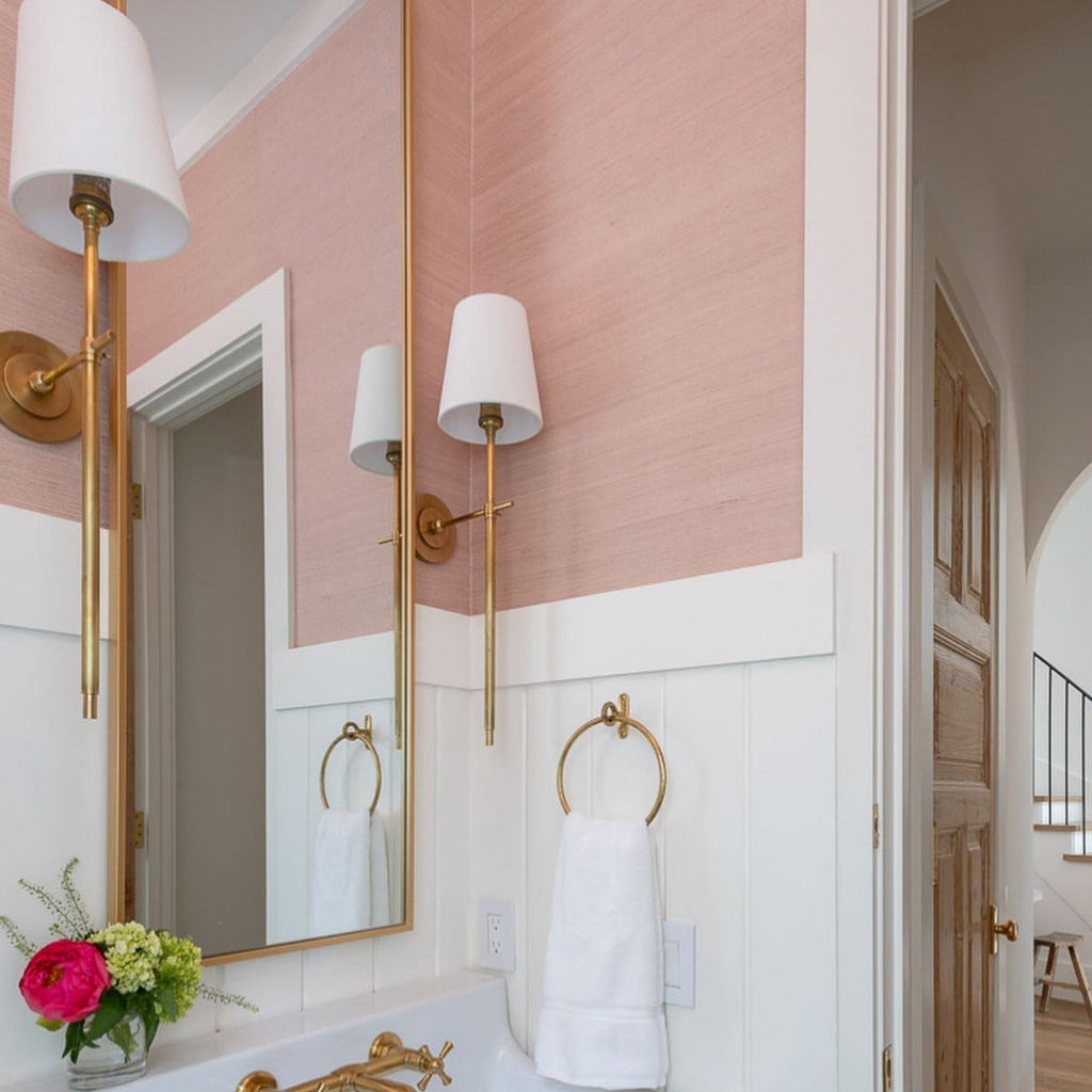 White Tapered Linen Shade Brass Wall Lamp