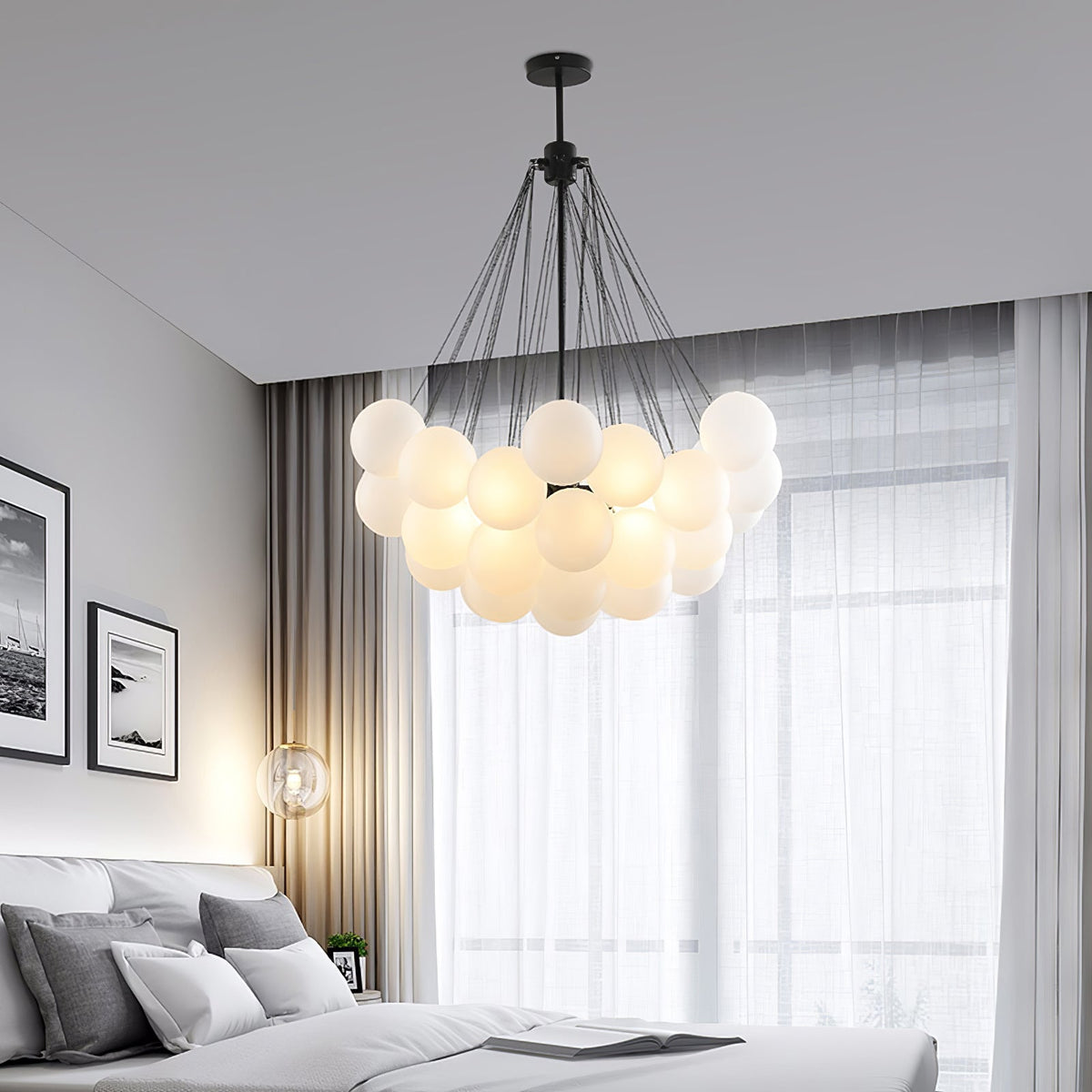 Warm Ambient Glow Frosted Glass Orbs Pendant Light