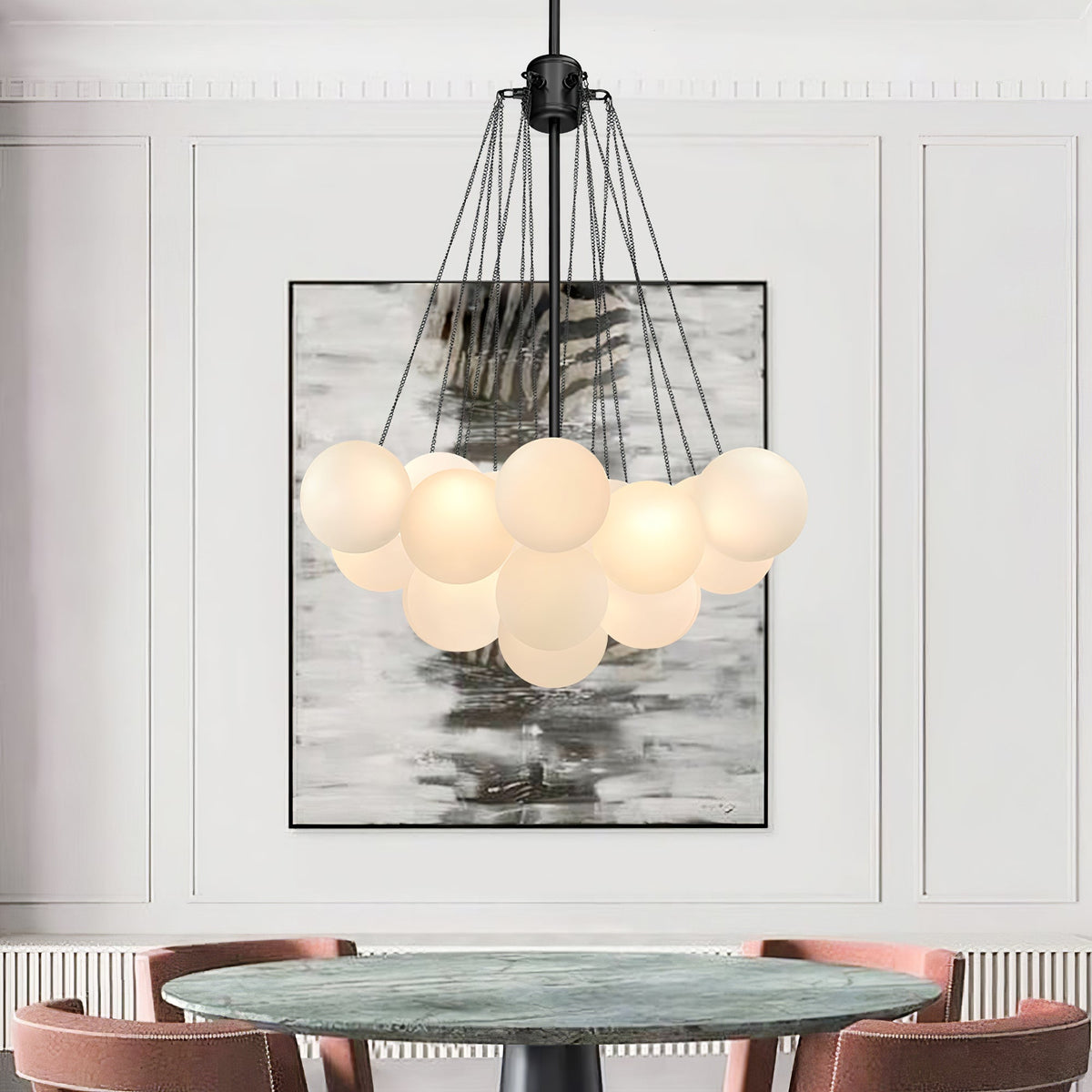Warm Ambient Glow Frosted Glass Orbs Pendant Light