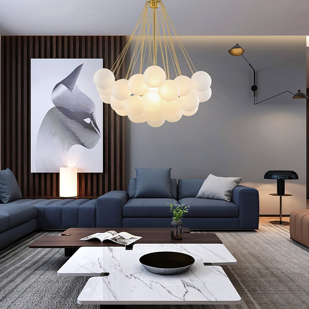 Warm Ambient Glow Frosted Glass Orbs Pendant Light