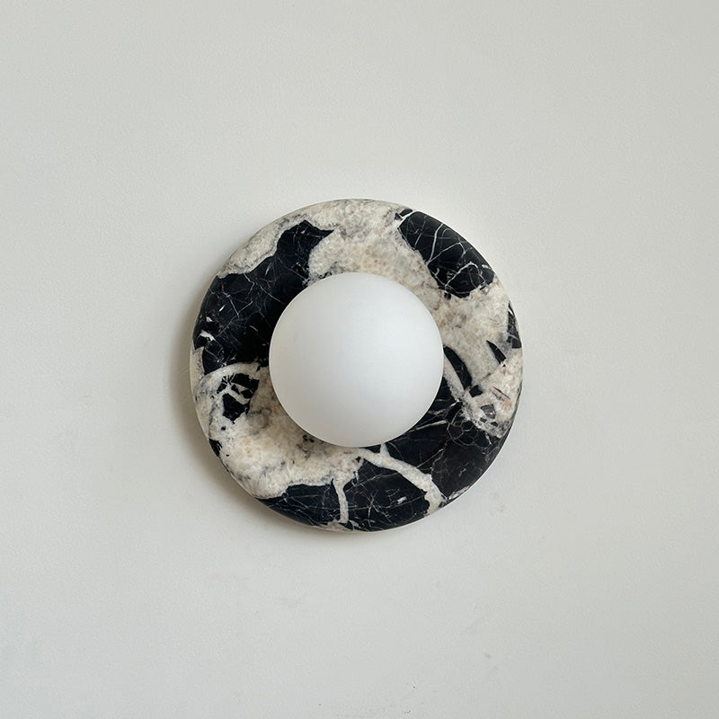 Wall Sconce Elegant Glass Shade With Round Marble