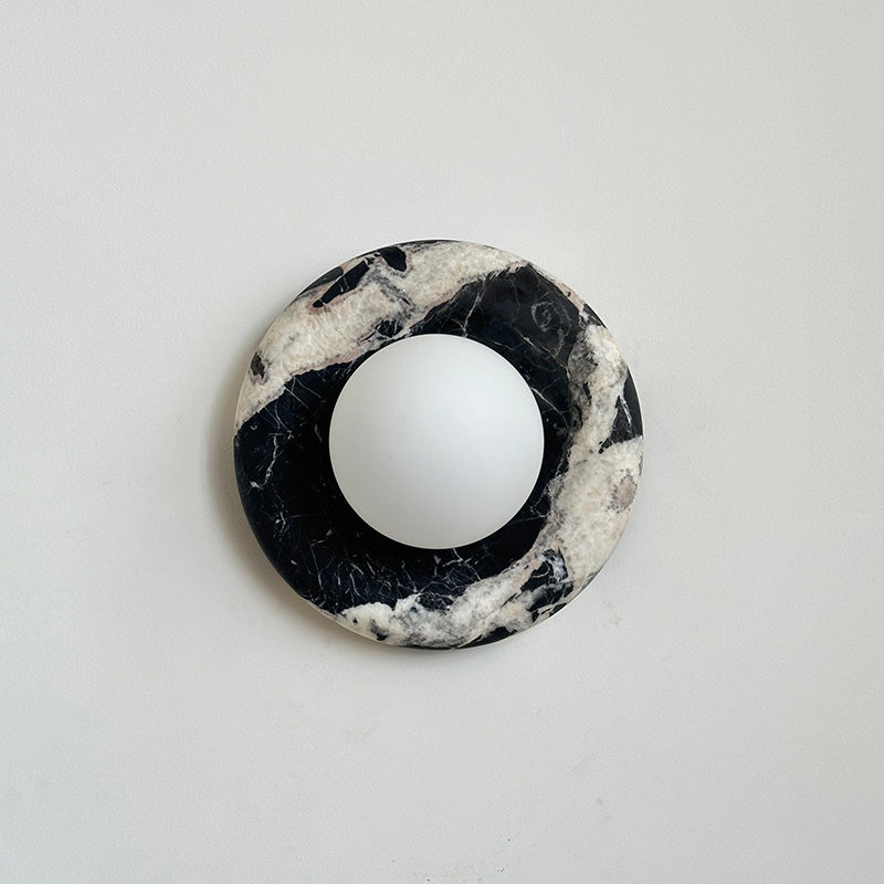 Indoor Wall Sconce With Glass Shade Elegant Round Marble