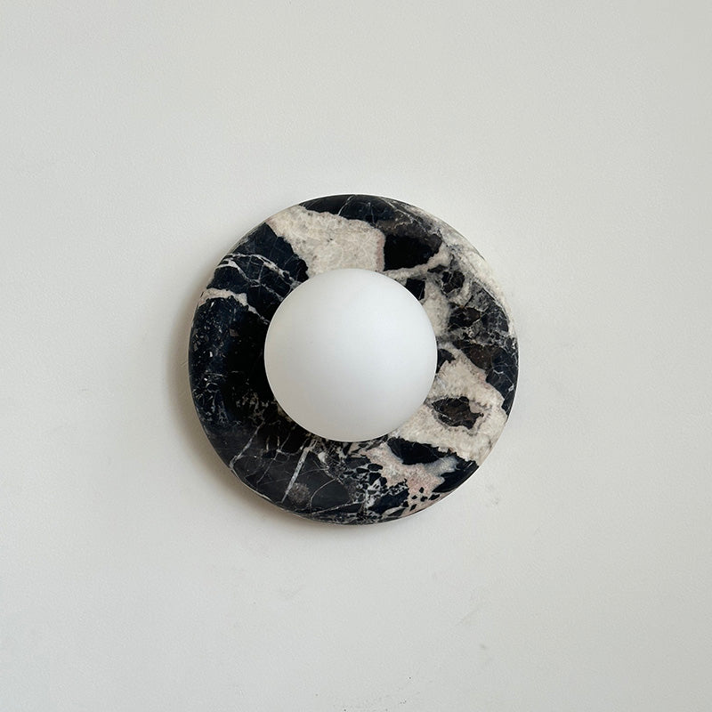 Indoor Wall Sconce With Glass Shade Elegant Round Marble